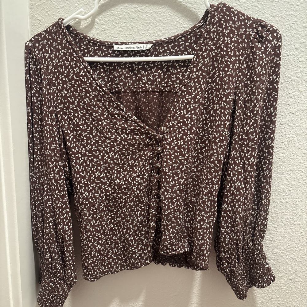 Abercrombie & Fitch Brown Floral Blouse